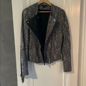 Theory zippered jacket, leather detail, 8
